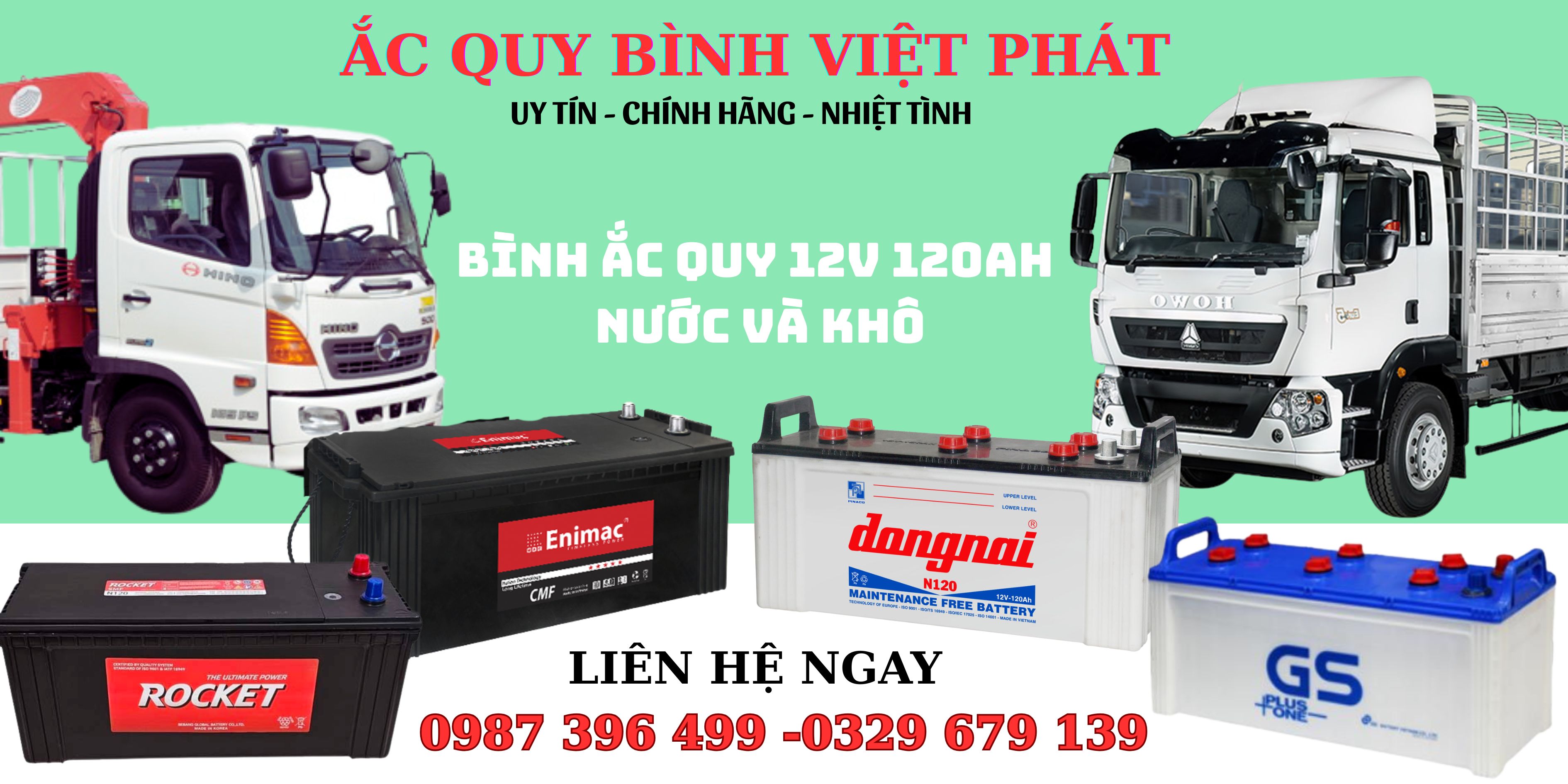 Bình Ắc Quy 120Ah Nước Và Khô